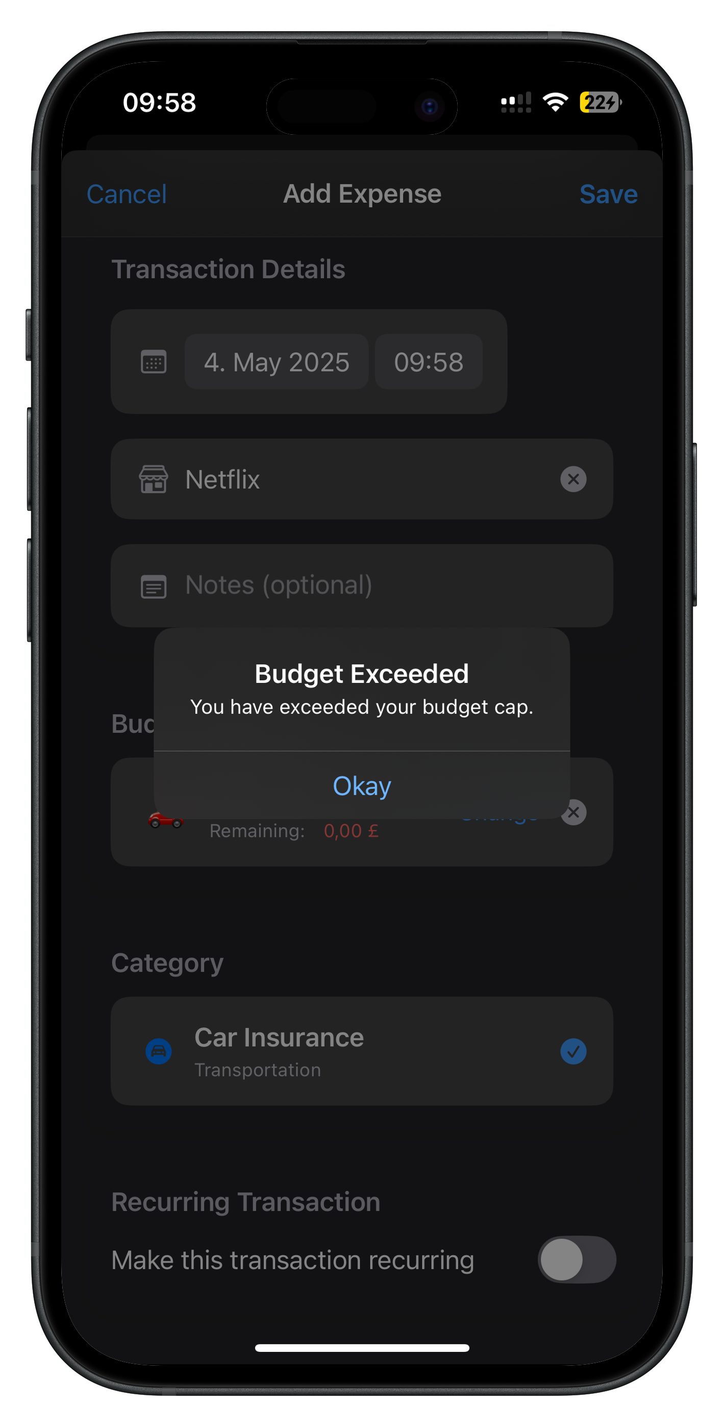 Smart budget alerts