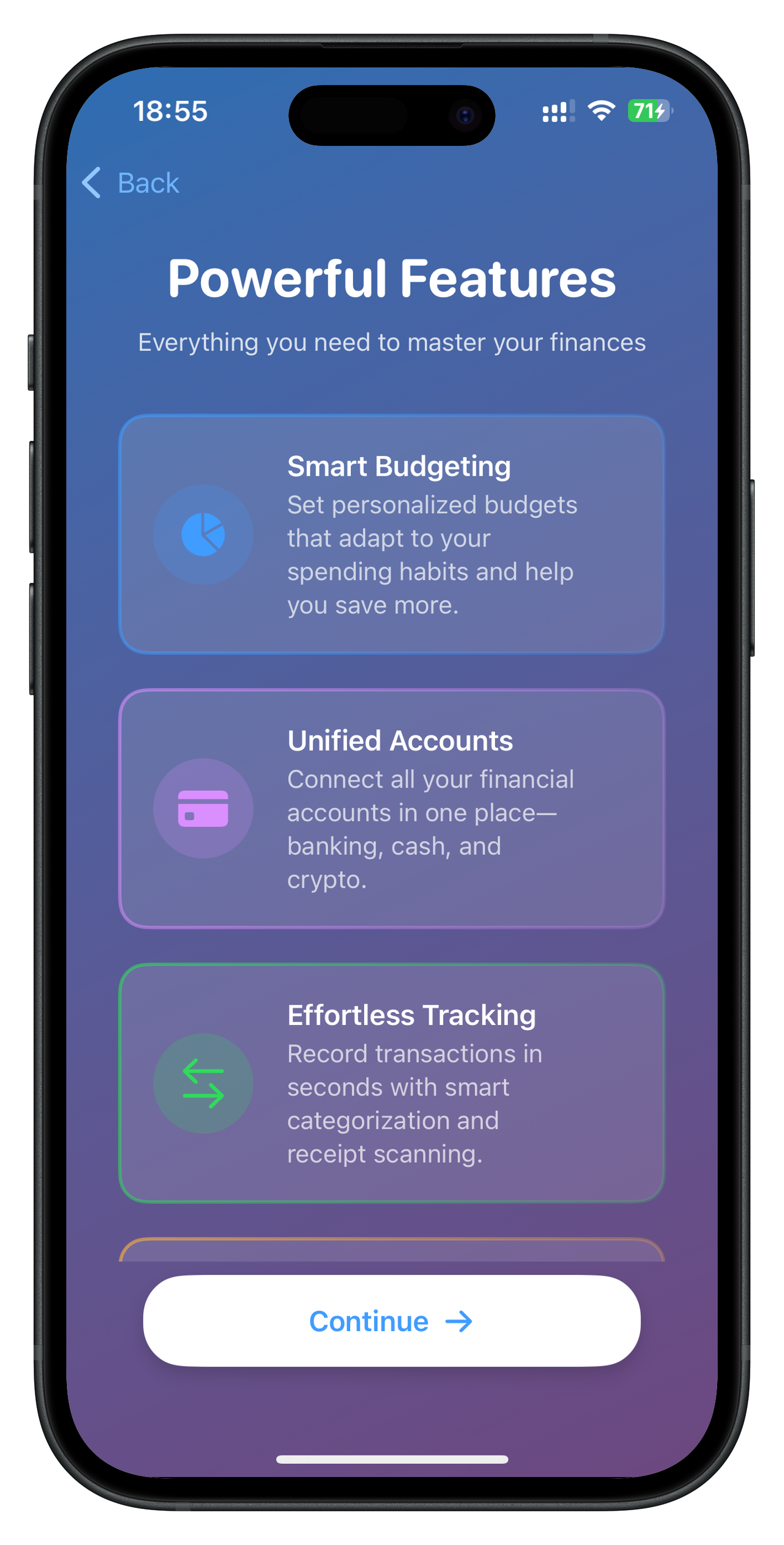 Onboarding — feature tour