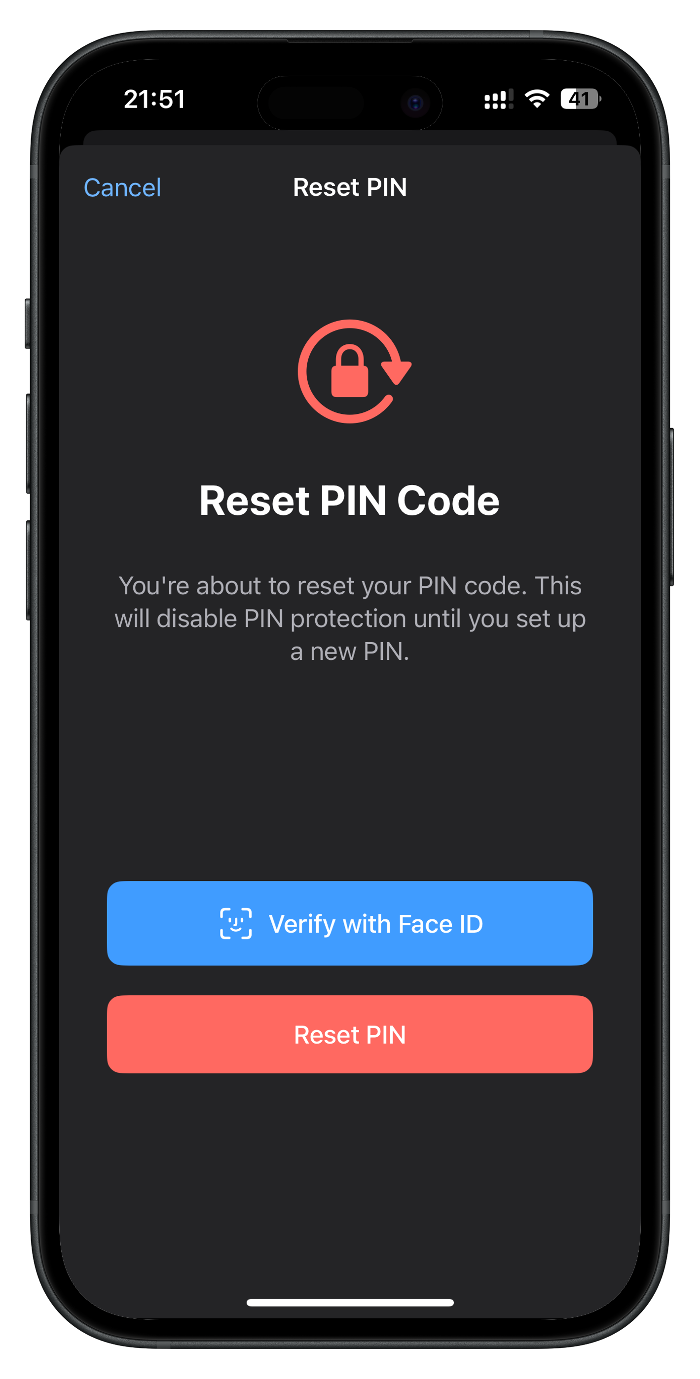 Face ID & PIN security